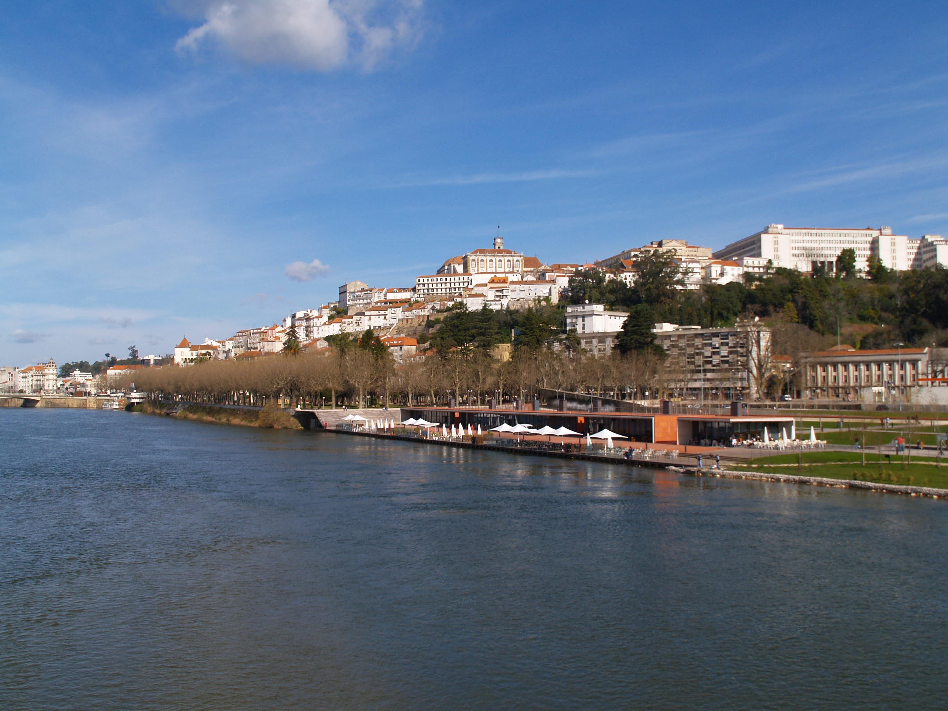 Coimbra, also called the City of students seen from the Mondego River